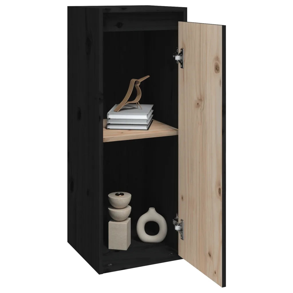 Pensili 2 pz Neri 30x30x80 cm in Legno Massello di Pino 813504