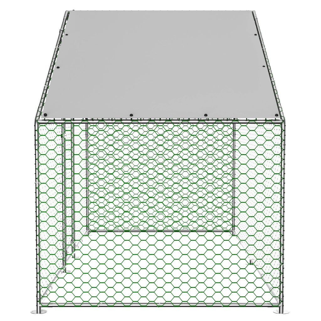 Pollaio con recinto 3 x 1,5 x 2 m in acciaio zincato con telo PE impermeabile e chiusura di sicurezza