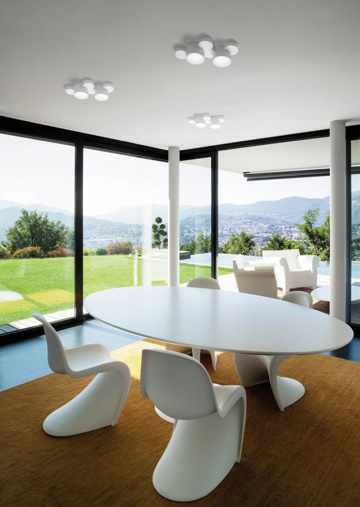 CHIO lampada da soffitto 2 Luci tonda attacco GX53 in gesso bianco 34cm