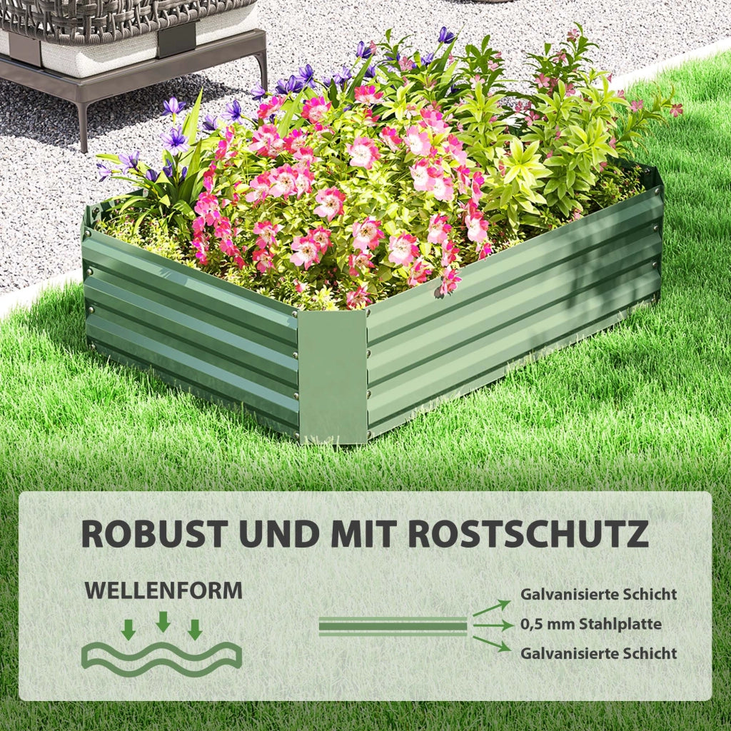 Hochbeet in acciaio zincato per giardino ¨C zephmum ¨C 120x90x30 cm verde scuro