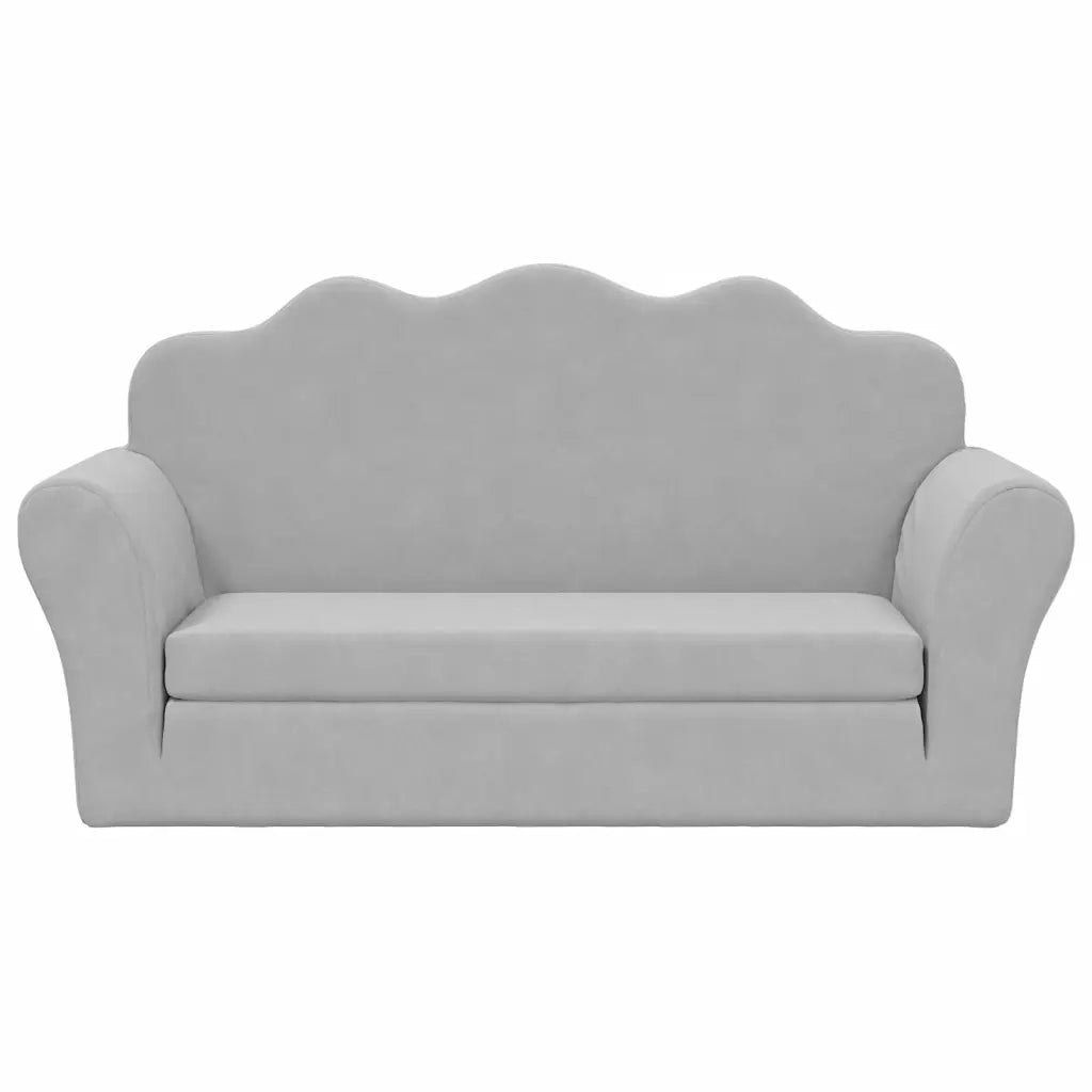 Divano letto | Sof¨¤ letto | Letto singolo Bambini a 2 Posti Grigio Chiaro in Morbido Peluche