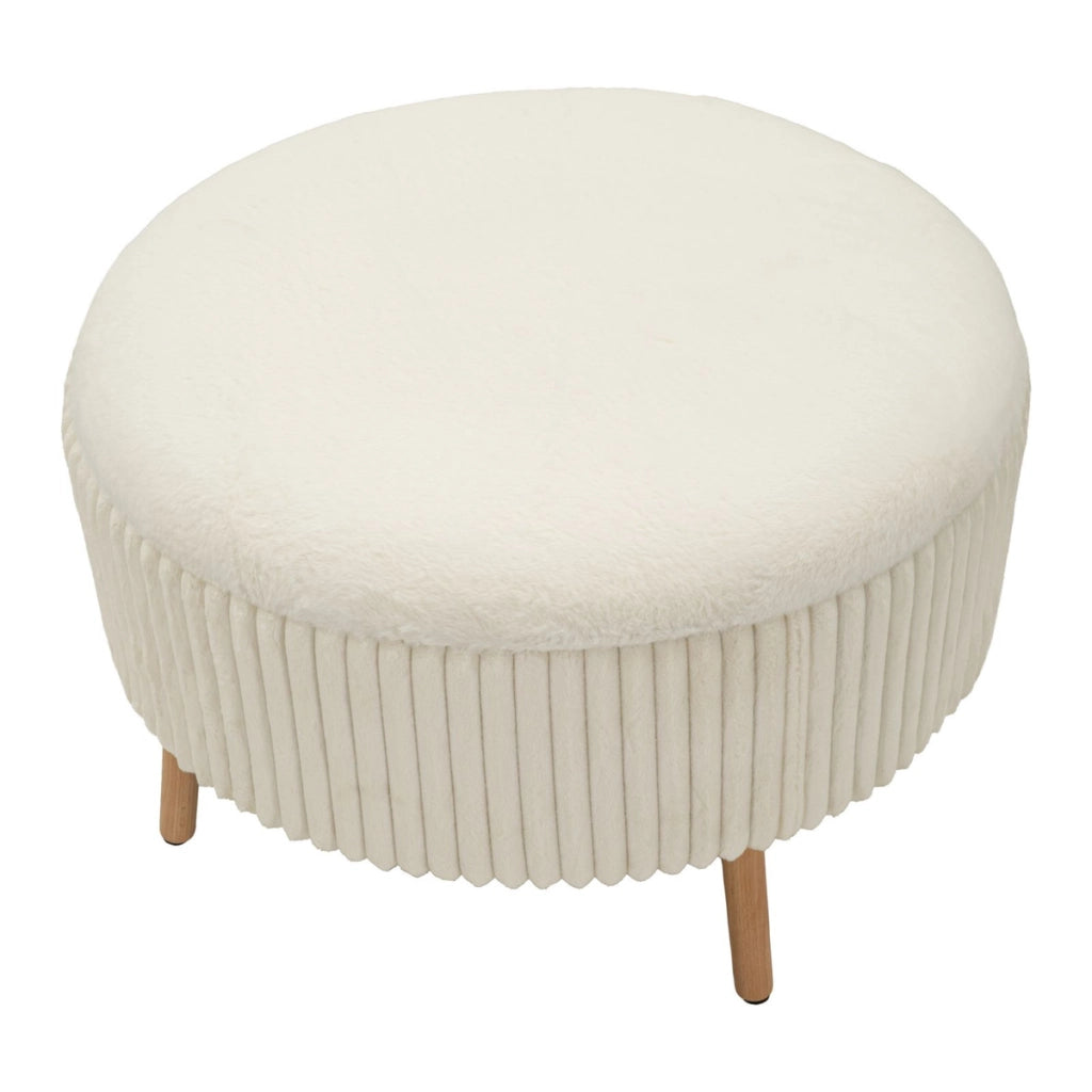 Pouf Goteborg rotondo in tessuto bianco