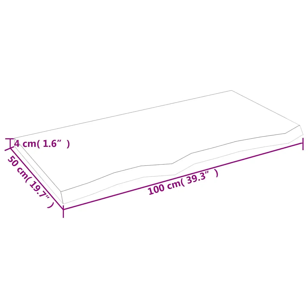 Piano per Tavolo 100x50x(2-4)cm in Rovere Massello Non Trattato 3156303