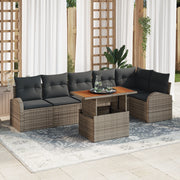 Set di SofÃ  da Giardino 7 Pezzi con Cuscini Grigio Rattan Sintetico