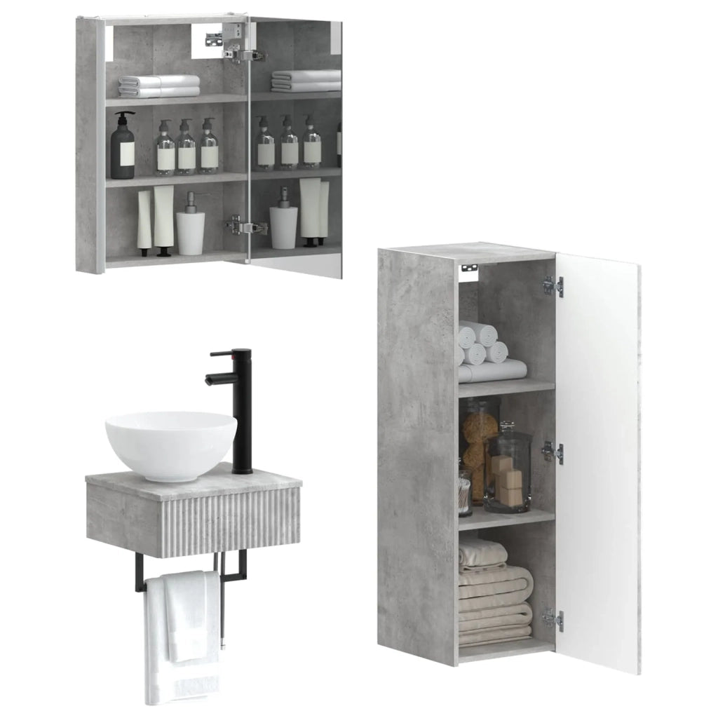 Set di Armadi da Bagno 4 pcs Grigio Cemento 43 x 11,5 x 60,5 cm 3407378