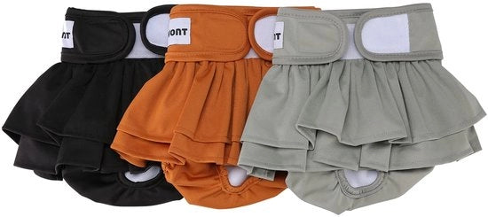 Asciugamani per cani - Luiers per cani - Protezione da incontinenza per femmine - M (33-48 cm) - Nero/Bruno/Grigio - Cappotto per cani