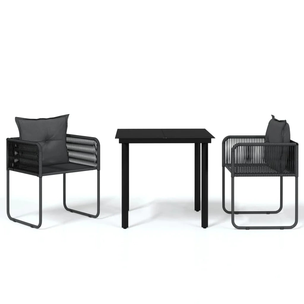 Set da pranzo da giardino per esterni 3 pezzi nero 02_0013659