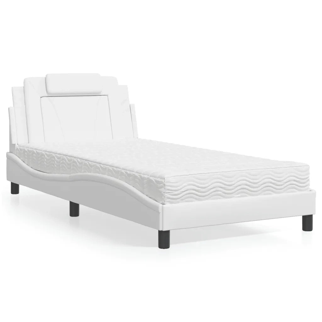 Letto Viana con Materasso Bianco 100x200 cm in Similpelle 3208776