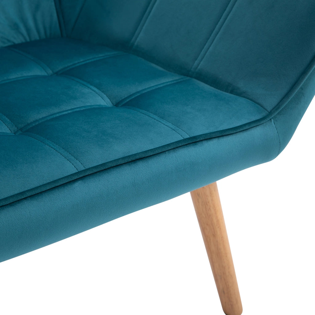 Poltrona Scandinava in Velluto e Legno ¨C Zephmum ¨C Petrolio 67x61.5x71cm