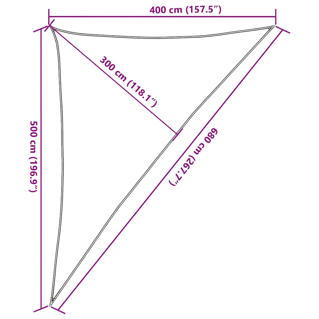 Vela Parasole 160 g/mÂ² Triangolare Sabbia 4x5x6,8 m in HDPE