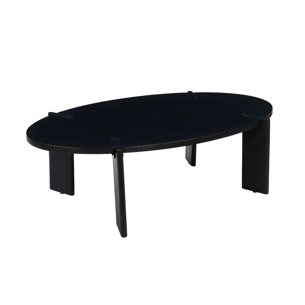 Tavolino ovale in legno di mango massello, 120cm, nero