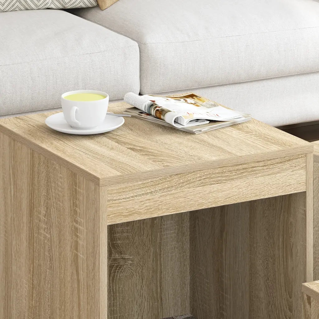 Tavolini Impilabili 3 pz | Tavolo laterale Rovere Sonoma in Truciolato