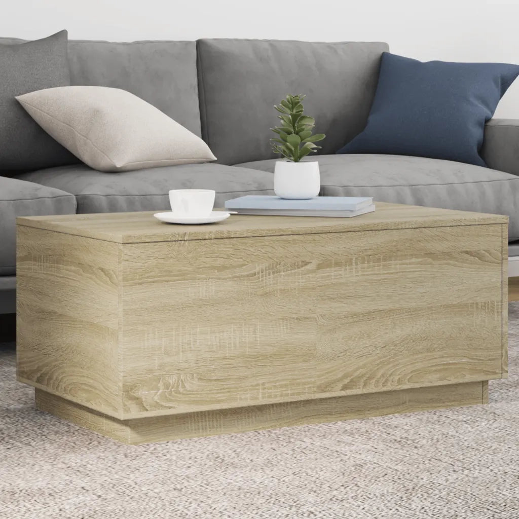 vidaXL Tavolino da Soggiorno con Luci LED Rovere Sonoma 90x50x40 cm