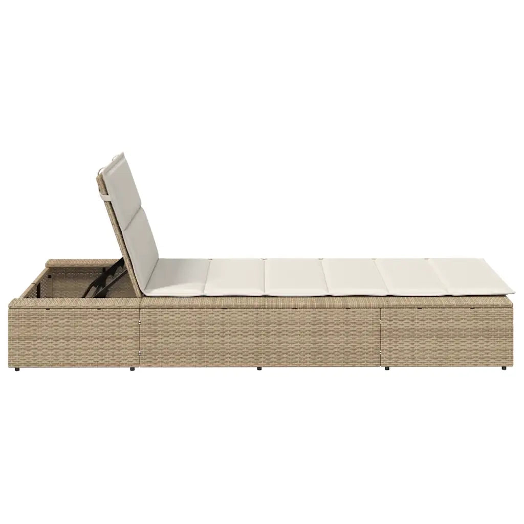 Lettino Prendisole con Cuscino Galleggiante Beige in Polyrattan 4104206