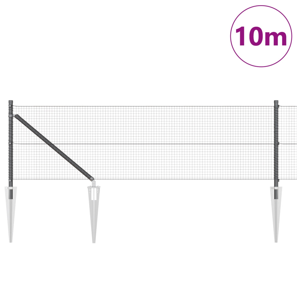 Recinzione in filo saldato con 7 post a picchetto Grigio 0.4x10 m in acciaio