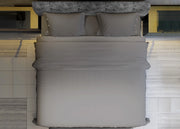 Completo Lenzuola Bicolor Estate Inverno In 100% Cotone Tinta Unita Amici - Singolo - Grigio