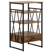 Consolle Mobile TV Legno Scuro e Metallo 3 Ripiani 1 Cassetto Home Office Mobili Stile Moderno