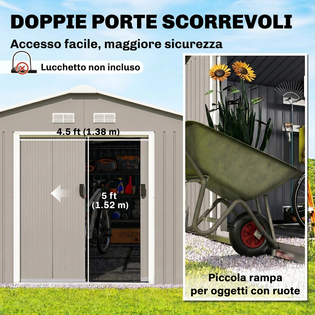 Casetta da Giardino ¨C zephmum ¨C Grigio Acciaio 340x386x200 cm