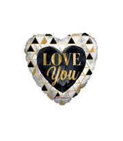 Nonsoloinformatica Palloncino Cuore Love You Oro e Nero 18" Mylar