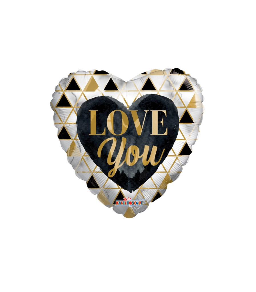Nonsoloinformatica Palloncino Cuore Love You Oro e Nero 18" Mylar