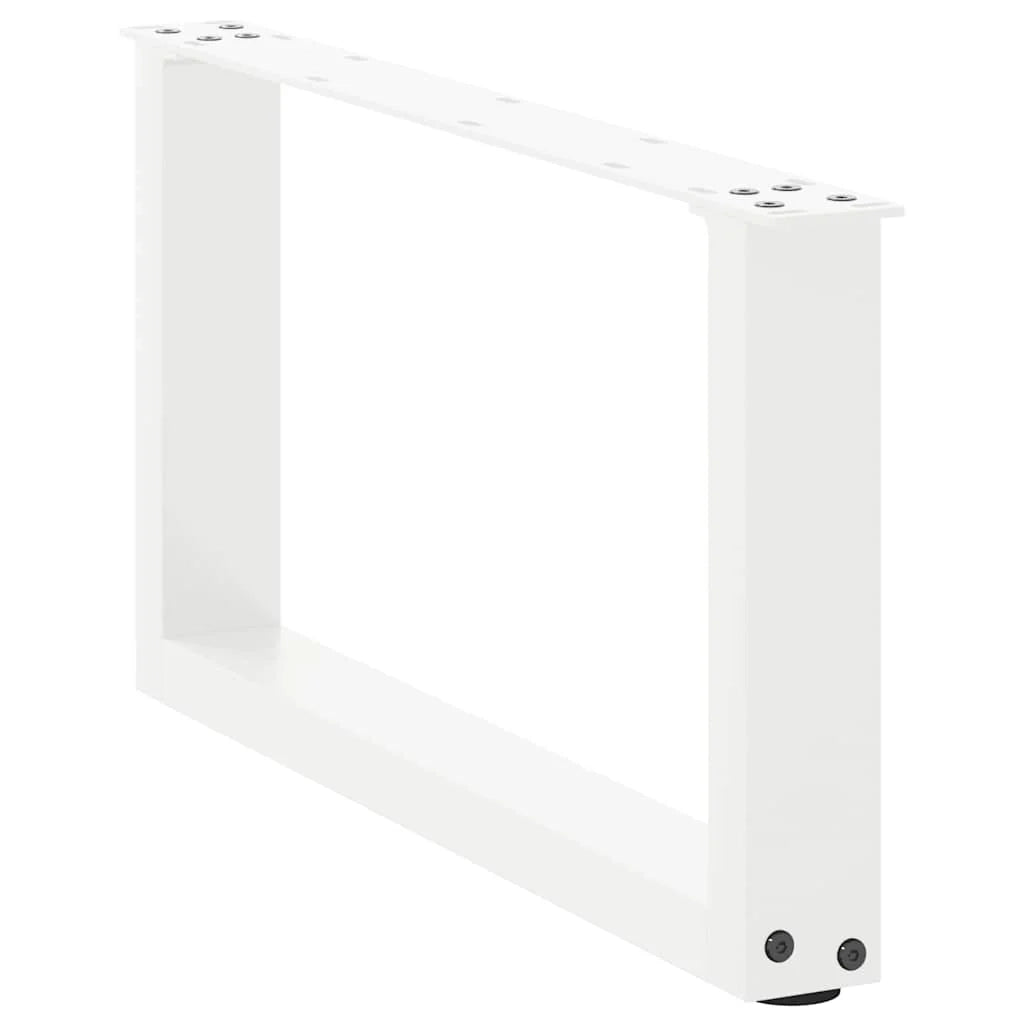 Set di 2 gambe robuste per tavolino da caffè a forma di U 60 x 30 cm con piedini regolabili design moderno acciaio bianco 02_0057381