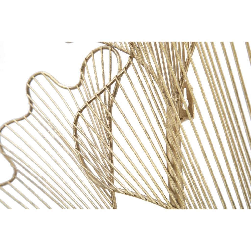 Decorazione in Metallo 3D Foglia 34, Oro, Metallo, 79x5x68 cm