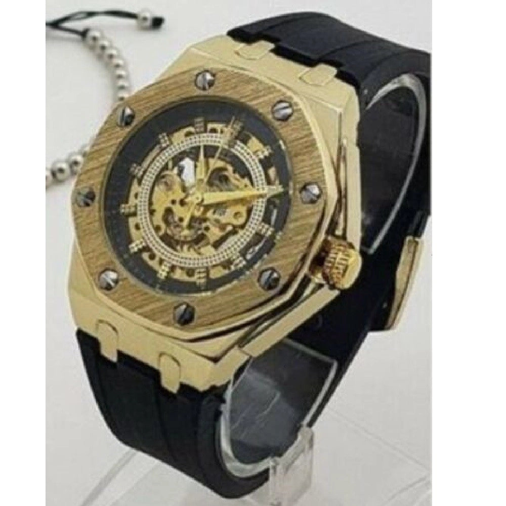 Trade Shop - Orologio Da Polso Zcc 4407 Uomo Automatico Elegante Casual Dorato Nero -