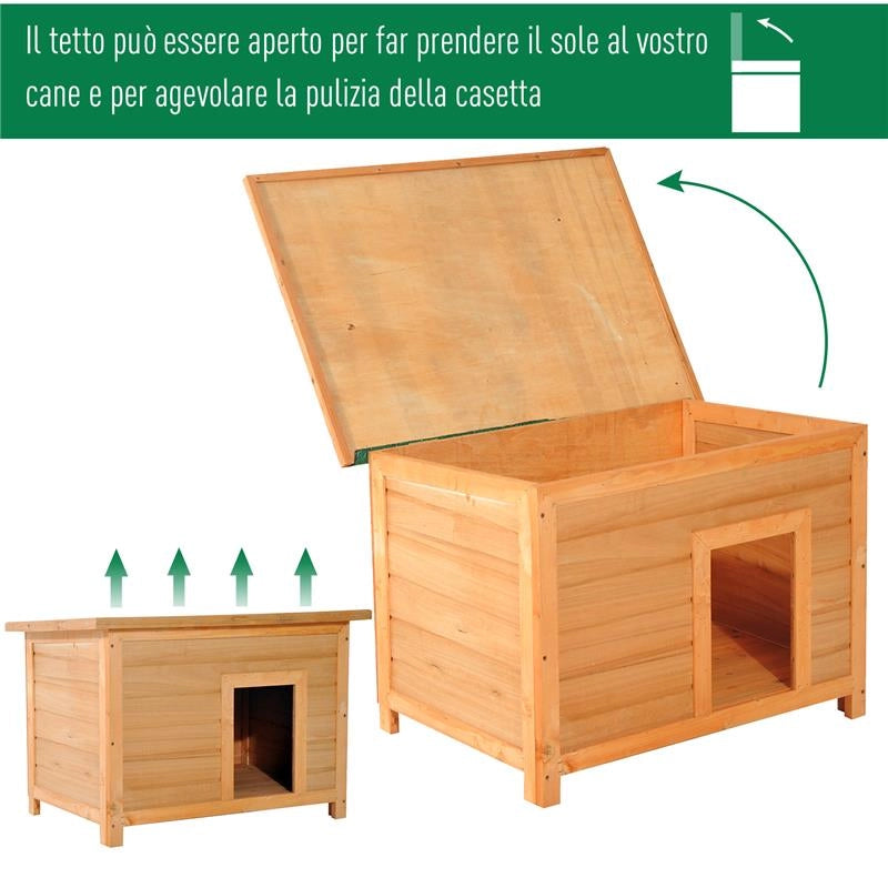 CUCCIA PER CANI IMPERMEABILE DA ESTERNO IN LEGNO DI ABETE 85X58X58CM