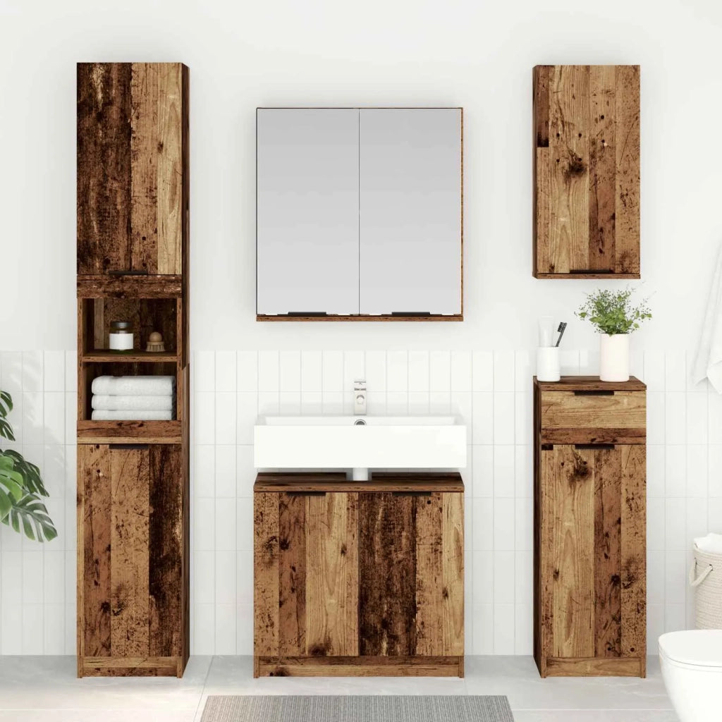 Set di mobili per il bagno con cassetto 5 pcs Legno vecchio 3415661