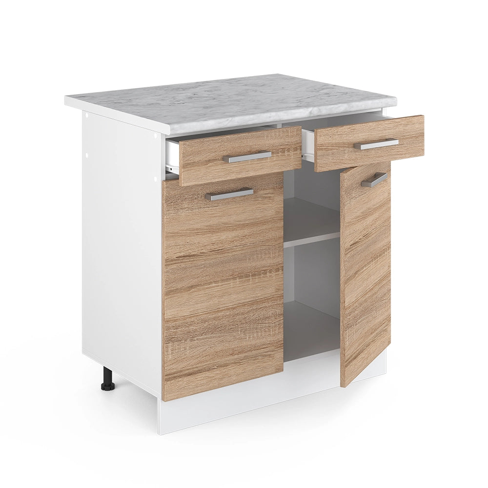 Vicco Base universale Sonoma 80 cm con cassetti e ante, con piano di lavoro