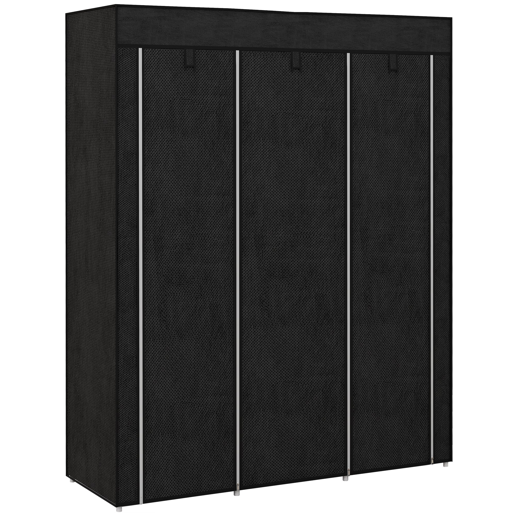 Armadio Guardaroba Salvaspazio 8 Ripiani 125x43x162,5 cm in Tessuto Nero