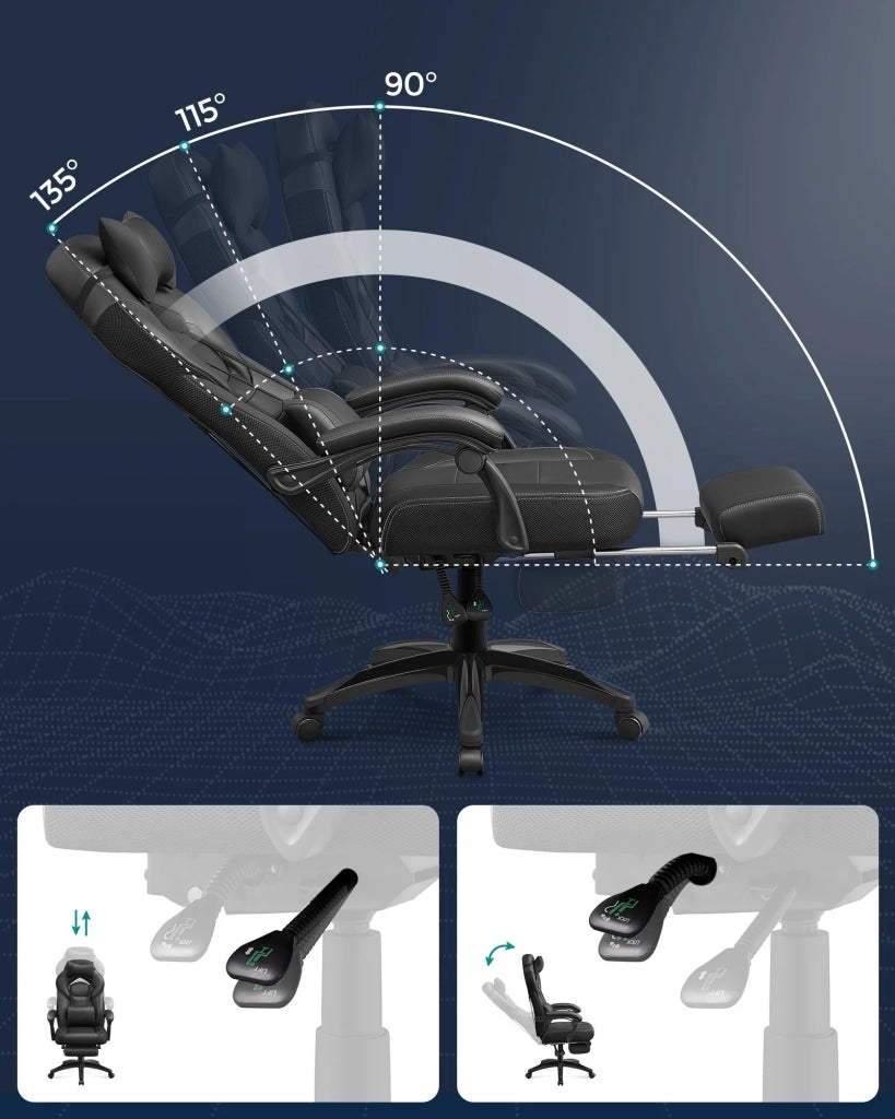 Sedia da gioco ergonomica nera altezza regolabile portata 150 kg 12_0005898