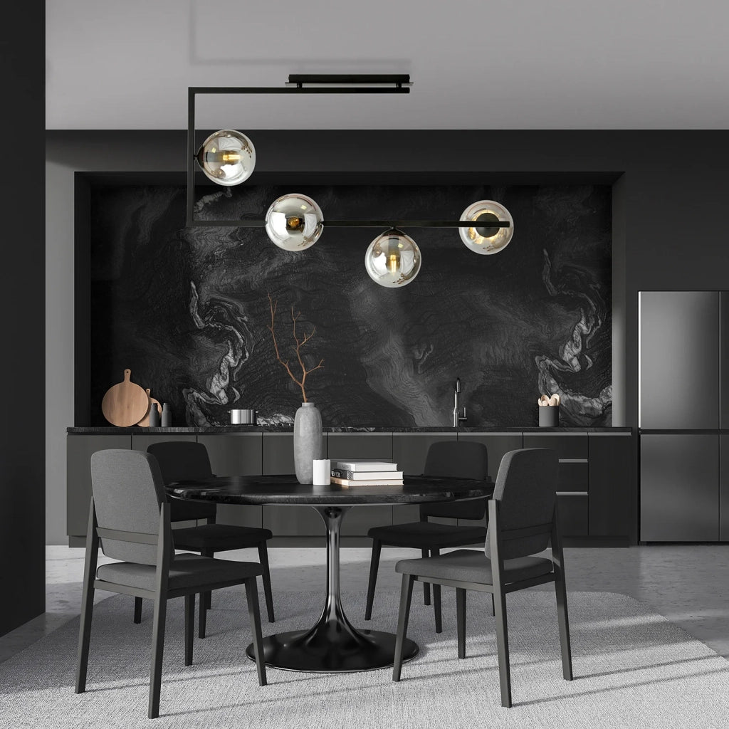 Plafoniera Minimal Nanna Acciaio Nero 4 Luci E14 Ip20