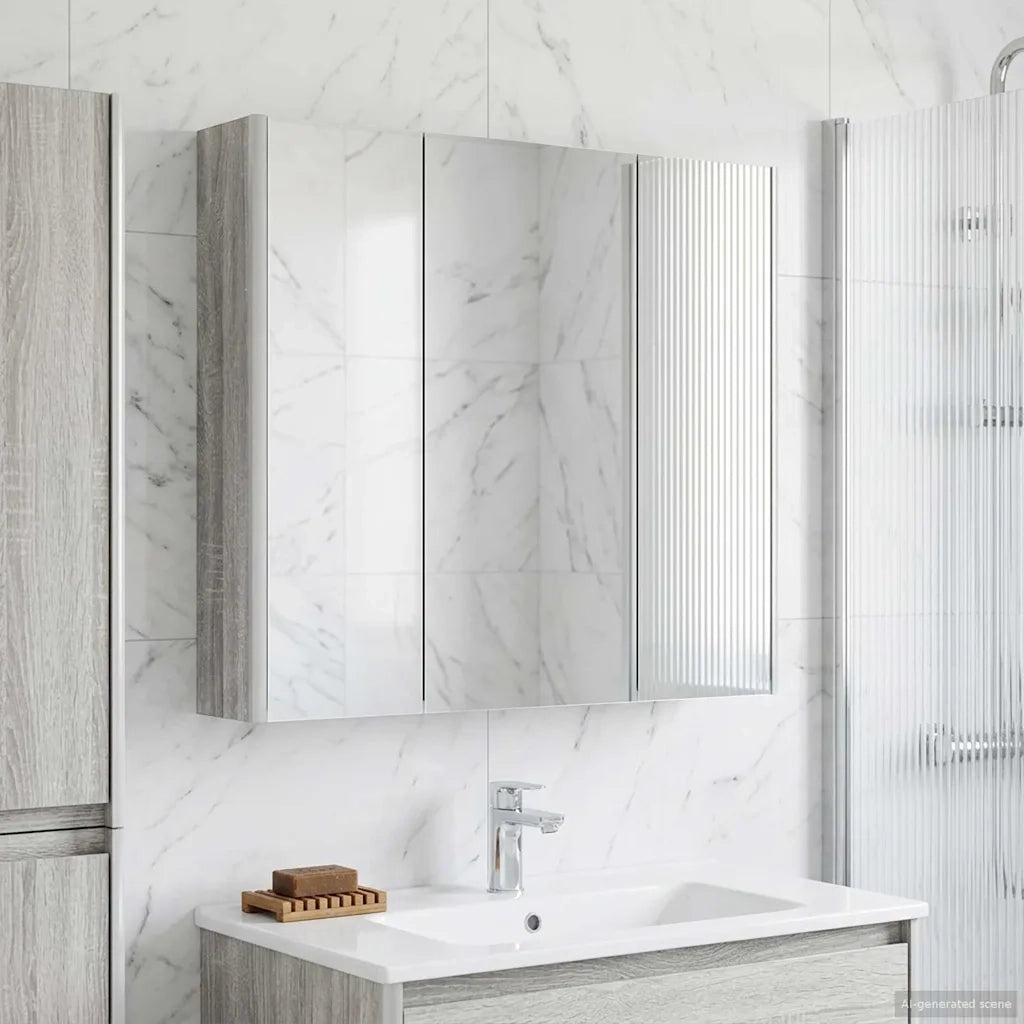 Mobiletto per specchio da bagno con lo scaffale Grigio Sonoma 889260