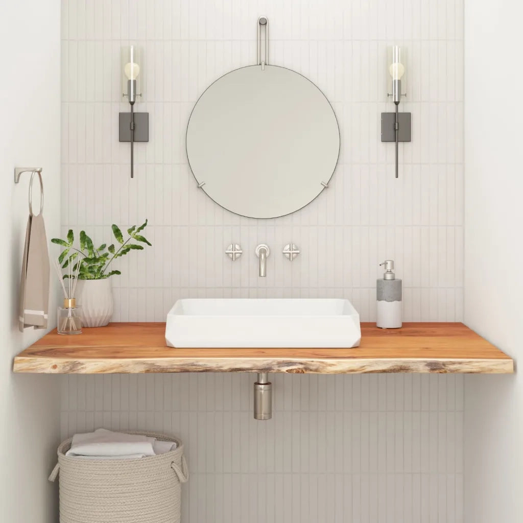 Piano Bagno 110x60x3,8 cm Rettangolare Legno Massello di Acacia 370311