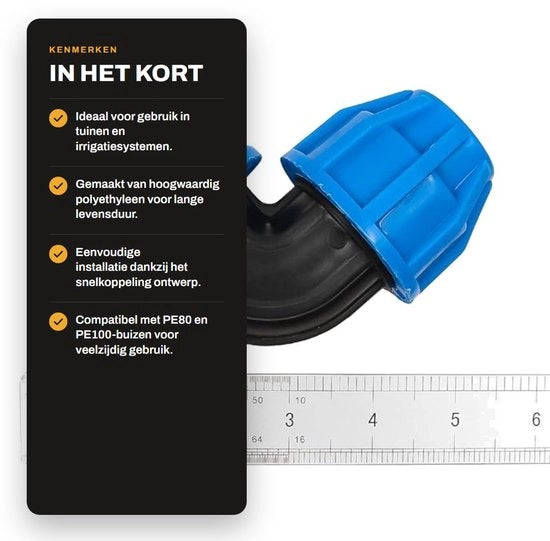 Connettori di tubo 25 mm - 90 gradi - Connettori PE - Per installazioni interne ed esterne - Resistente all'acqua - Quantità 4 pezzi
