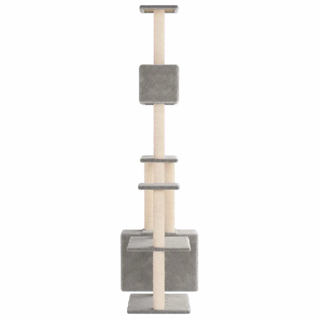 Albero per gatti con pali per graffiare in sisal Grigio Chiaro