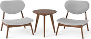 Sedie in Set di 2 con Tavolino, Sedie Relax da Salotto Imbottite in Tessuto di Velluto di Pecora con Struttura in Legno Massello, Poltrona Ergonomica da Lettura per Soggiorno (Grigio)