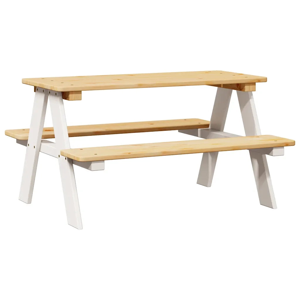 Tavolo per Bambini con Panche IRUN 90x79,5x50 cm Legno Massello CFW7857411