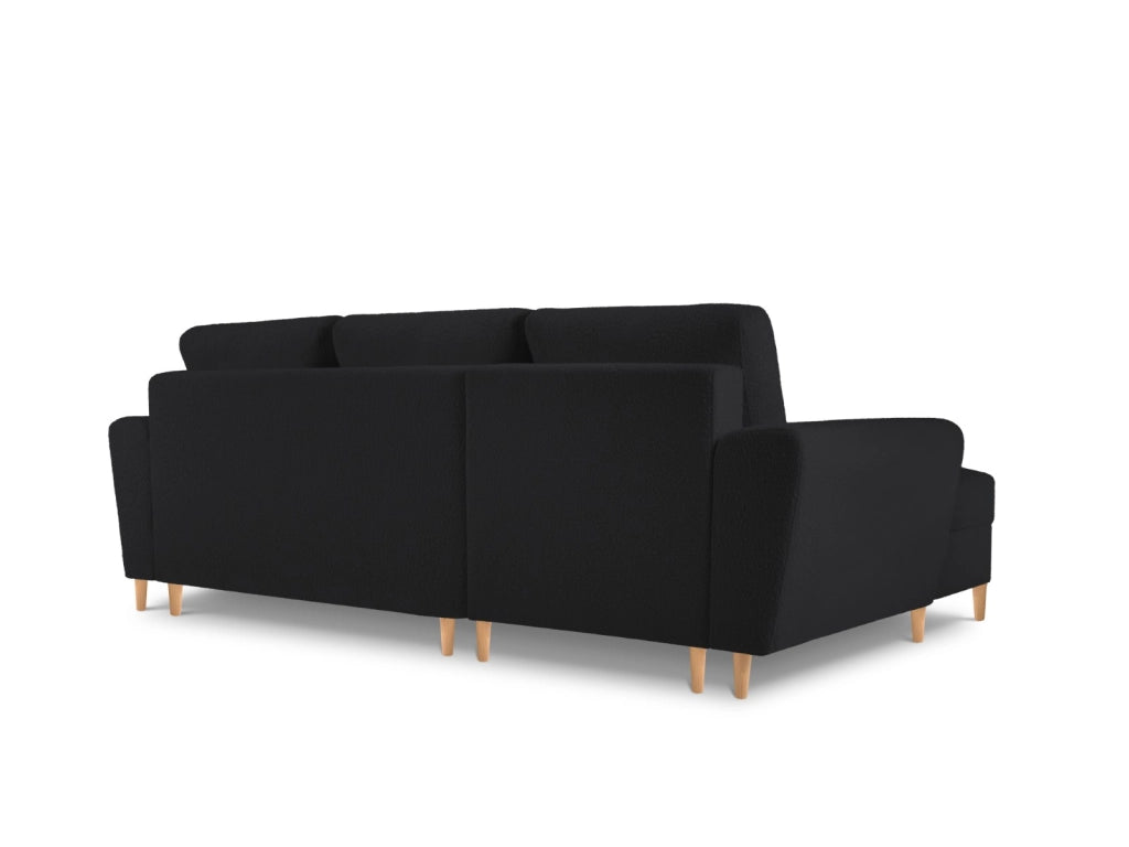 Cosmopolitan Design - Divano convertibile angolare sinistro con contenitore "Kyoto" 4 posti in bouclé nero 