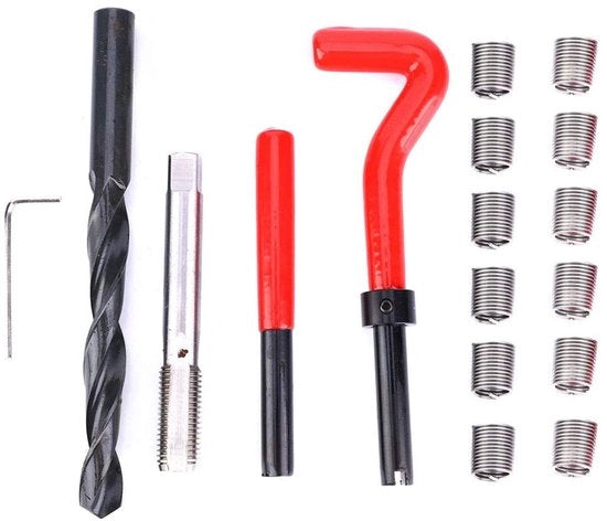 Set di riparazione a 17 pezzi - Accessori di serraggio M12x1,5 - Set di serraggio per riparazioni - Coprifili a vite - Materiali di alta qualità - Resistenti e precisi - Set di serraggio per vite