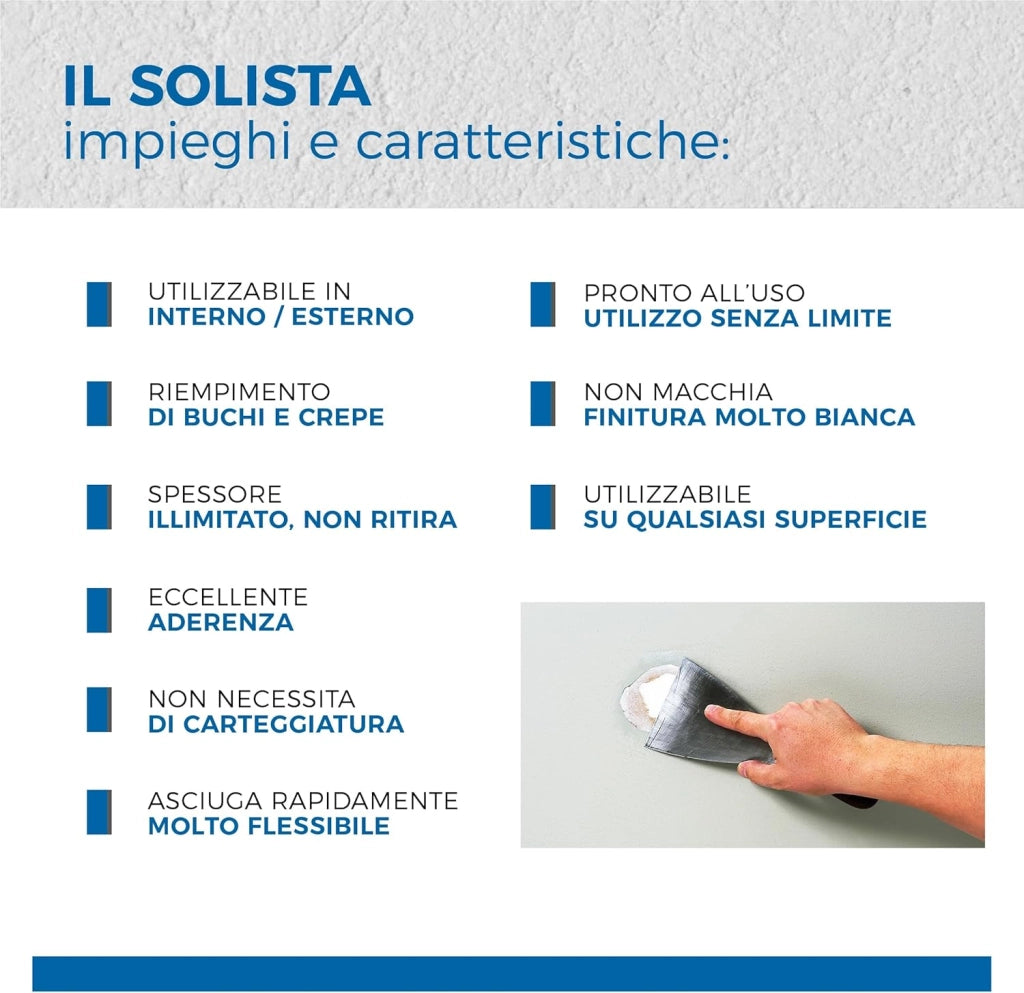 Aguaplast il solista stucco leggero in pasta per riempire buchi e crepe *** formato 800 ml, confezione 1