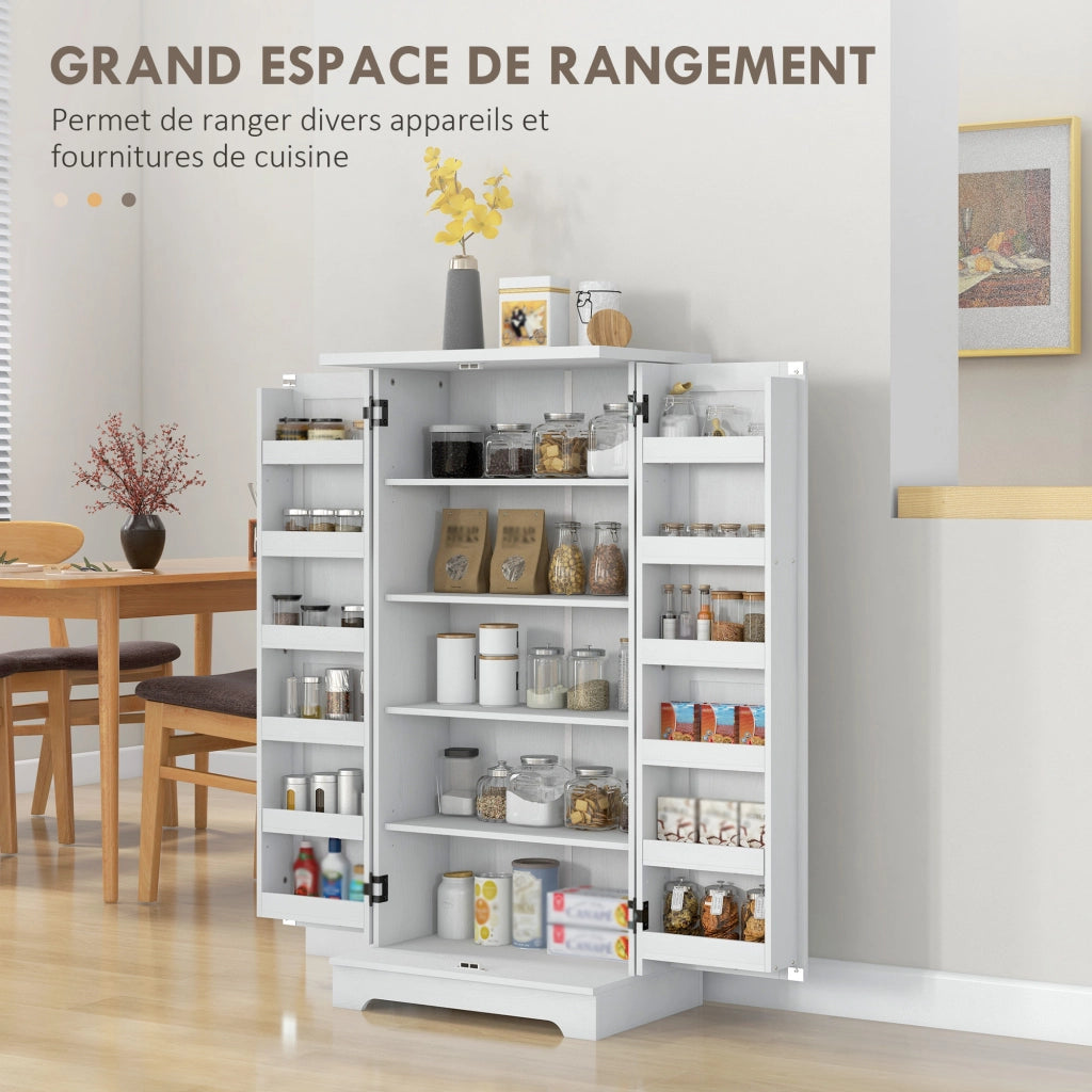 Buffet a 5 ripiani con ante scorrevoli e regolabili ¨C zephmum ¨C crema grano legno 60x40x120 cm