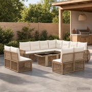 Set Divano da Giardino 12 pz Beige e Bianco Crema polyrattan 3436962