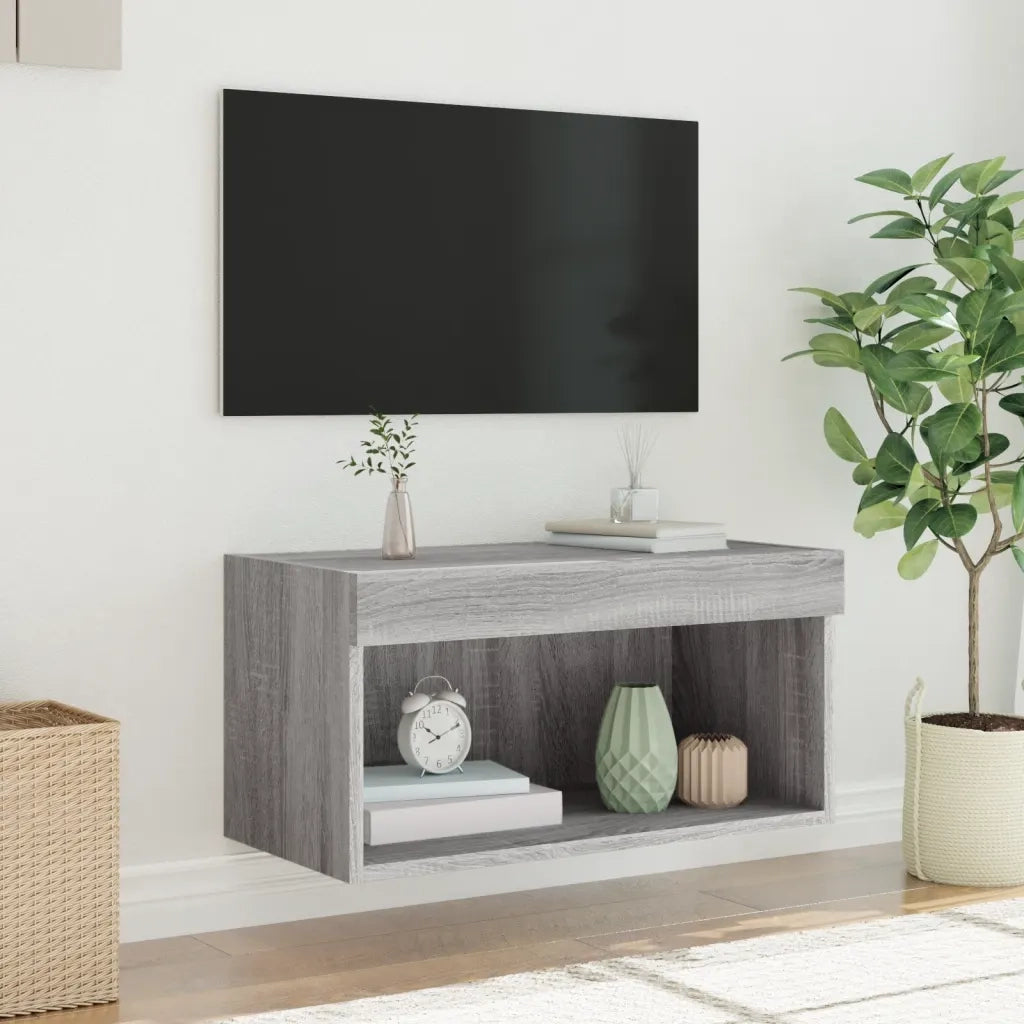 Mobile Porta TV con Luci LED Grigio Sonoma 60x30x30 cm 837137