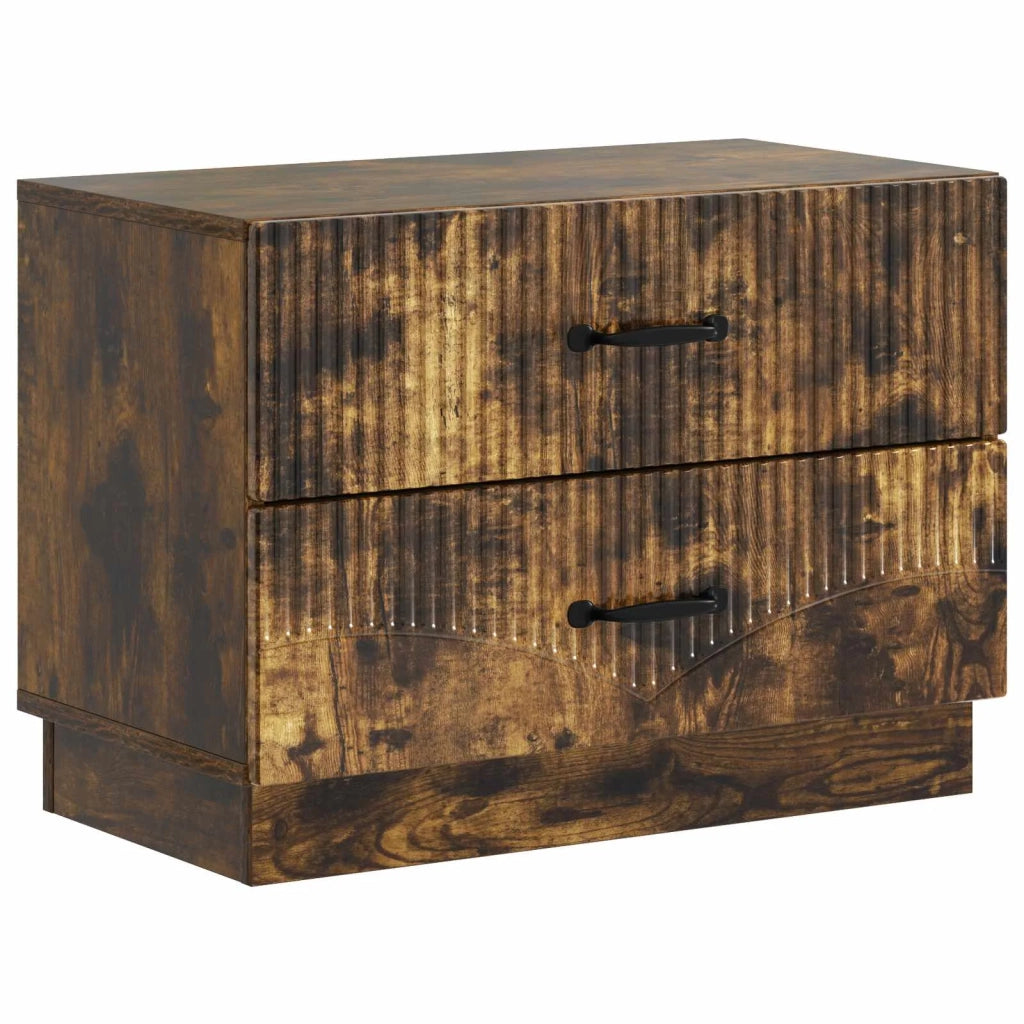 Comodino | Armadio da Notte | Mobiletto da notte con cassetto Rovere Fumo 62 x 34,5 x 44,5 cm