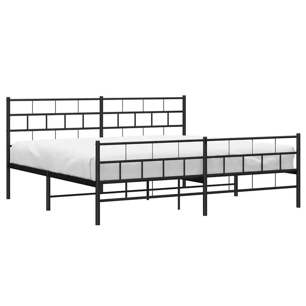 Giroletto con Testiera e Pediera Metallo Nero 193x203 cm 355683
