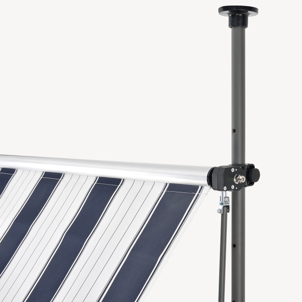 Tenda da Sole a Muro con Pali di Supporto Telescopici Parasole 200 x 120 cm (LxP) Blu Scuro/Bianco pro.tec