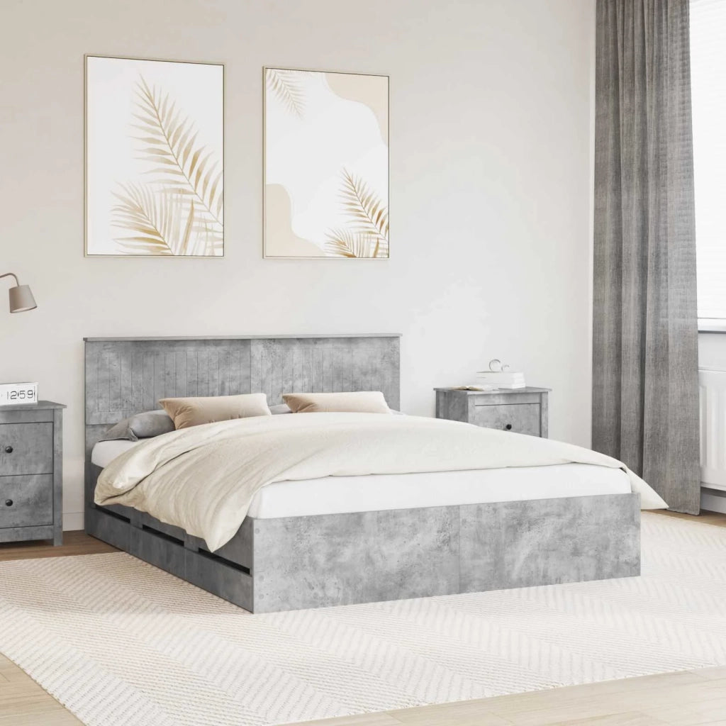 Letto matrimoniale | Letto per adulti | Struttura del letto con cassetto Grigio cemento 160 x 200 cm