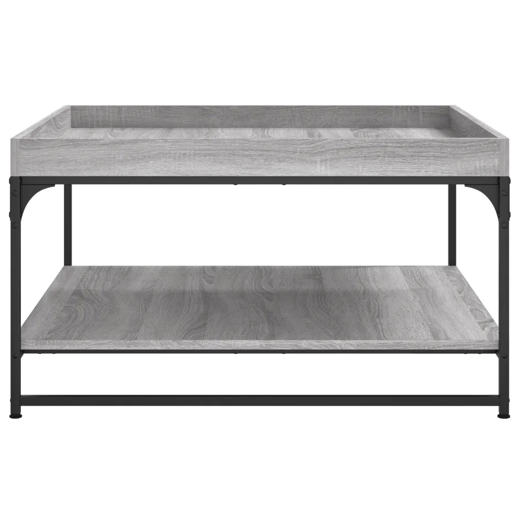 Tavolino Grigio Sonoma 80x80x45 cm in Legno Multistrato e Ferro 832816